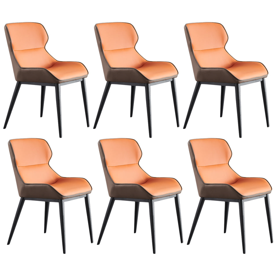 Nordic Style Leather Dining Room Chair Wingback Arm Chair for Home Use Orange Set of 6 Clearhalo ' kitchen&dining_furn' 'Dining Chairs' 'Dining Tables & Seating' 'dining_chair' 'Furniture' 'furniture_dining_chair' 'Kitchen & Dining Furniture' 'kitchen' 3467220