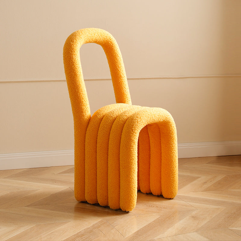 Lamb Wool Side Chairs Modern Kitchen Side Chair 16'' Wide Open Back Dining Side Chair Yellow 1 Piece Clearhalo ' kitchen&dining_furn' 'Dining Chairs' 'Dining Tables & Seating' 'dining_chair' 'furn' 'furn_dining_chair' 'Furniture' 'furniture_dining_chair' 'Kitchen & Dining Furniture' 'kitchen' 3467231