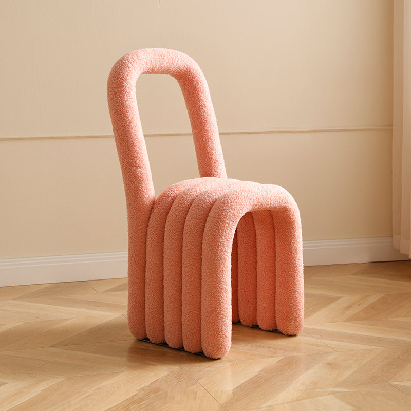 Lamb Wool Side Chairs Modern Kitchen Side Chair 16'' Wide Open Back Dining Side Chair Pink 1 Piece Clearhalo ' kitchen&dining_furn' 'Dining Chairs' 'Dining Tables & Seating' 'dining_chair' 'furn' 'furn_dining_chair' 'Furniture' 'furniture_dining_chair' 'Kitchen & Dining Furniture' 'kitchen' 3467233