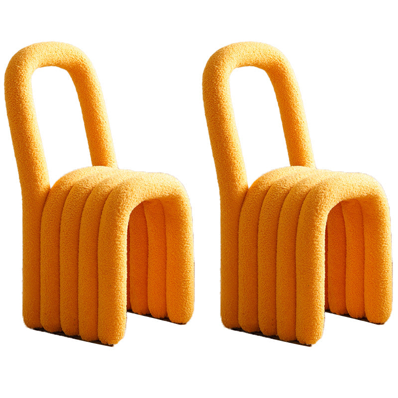 Lamb Wool Side Chairs Modern Kitchen Side Chair 16'' Wide Open Back Dining Side Chair Yellow 2 Piece Set Clearhalo ' kitchen&dining_furn' 'Dining Chairs' 'Dining Tables & Seating' 'dining_chair' 'furn' 'furn_dining_chair' 'Furniture' 'furniture_dining_chair' 'Kitchen & Dining Furniture' 'kitchen' 3467242