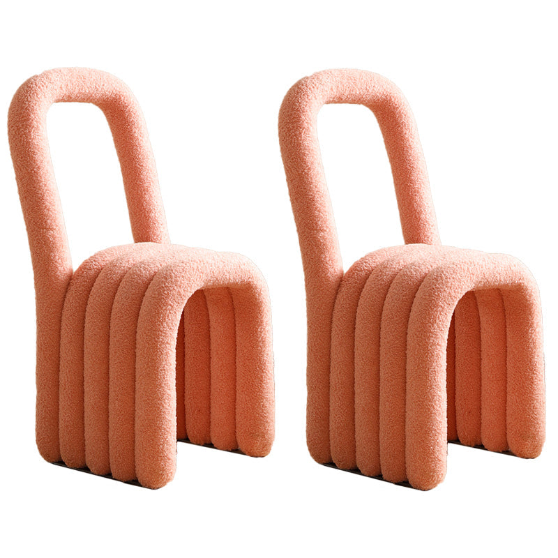 Lamb Wool Side Chairs Modern Kitchen Side Chair 16'' Wide Open Back Dining Side Chair Pink 2 Piece Set Clearhalo ' kitchen&dining_furn' 'Dining Chairs' 'Dining Tables & Seating' 'dining_chair' 'furn' 'furn_dining_chair' 'Furniture' 'furniture_dining_chair' 'Kitchen & Dining Furniture' 'kitchen' 3467244