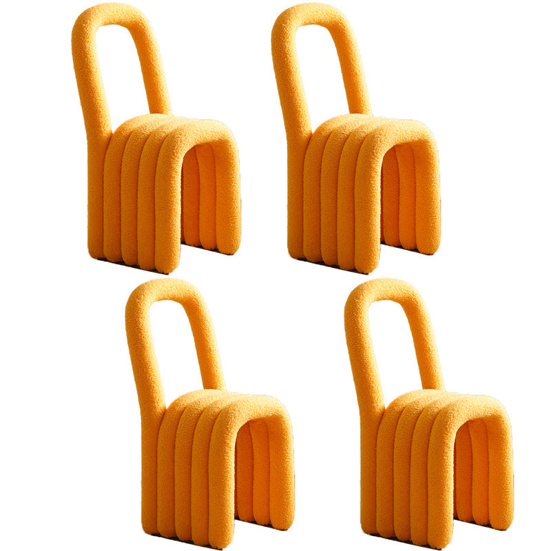 Lamb Wool Side Chairs Modern Kitchen Side Chair 16'' Wide Open Back Dining Side Chair Yellow 4 Piece Set Clearhalo ' kitchen&dining_furn' 'Dining Chairs' 'Dining Tables & Seating' 'dining_chair' 'furn' 'furn_dining_chair' 'Furniture' 'furniture_dining_chair' 'Kitchen & Dining Furniture' 'kitchen' 3467251