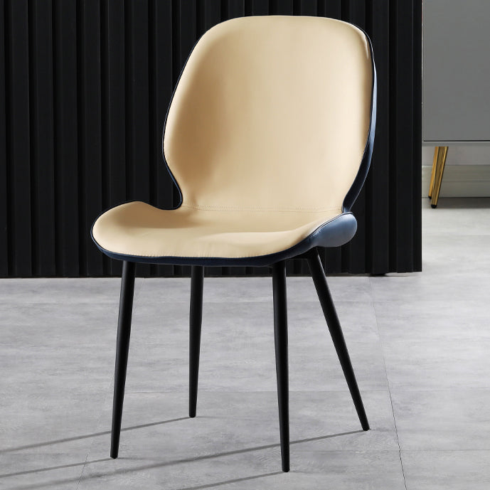 Faux Leather Contemporary Dining Room Chair Matte Finish Solid Back Dining Chairs Off-White 1 Piece Clearhalo ' kitchen&dining_furn' 'Dining Chairs' 'Dining Tables & Seating' 'dining_chair' 'furn' 'furn_dining_chair' 'Furniture' 'furniture_dining_chair' 'Kitchen & Dining Furniture' 'kitchen' 3467263