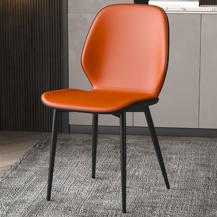 Faux Leather Contemporary Dining Room Chair Matte Finish Solid Back Dining Chairs Orange 1 Piece Clearhalo ' kitchen&dining_furn' 'Dining Chairs' 'Dining Tables & Seating' 'dining_chair' 'furn' 'furn_dining_chair' 'Furniture' 'furniture_dining_chair' 'Kitchen & Dining Furniture' 'kitchen' 3467265