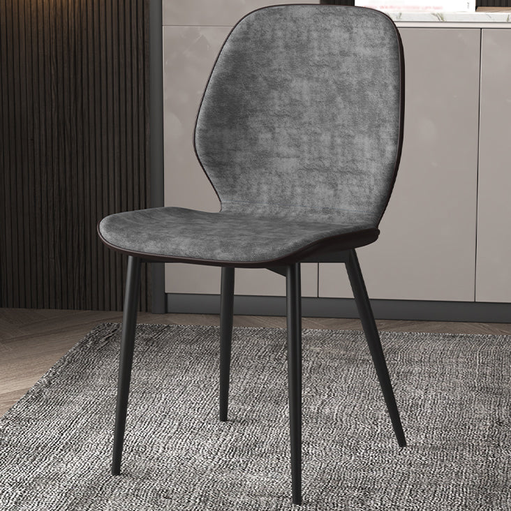 Faux Leather Contemporary Dining Room Chair Matte Finish Solid Back Dining Chairs Dark Gray 1 Piece Clearhalo ' kitchen&dining_furn' 'Dining Chairs' 'Dining Tables & Seating' 'dining_chair' 'furn' 'furn_dining_chair' 'Furniture' 'furniture_dining_chair' 'Kitchen & Dining Furniture' 'kitchen' 3467269