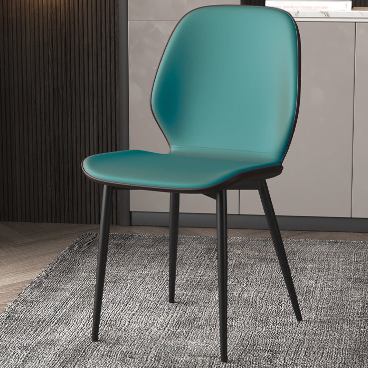 Faux Leather Contemporary Dining Room Chair Matte Finish Solid Back Dining Chairs Peacock Blue 1 Piece Clearhalo ' kitchen&dining_furn' 'Dining Chairs' 'Dining Tables & Seating' 'dining_chair' 'furn' 'furn_dining_chair' 'Furniture' 'furniture_dining_chair' 'Kitchen & Dining Furniture' 'kitchen' 3467273