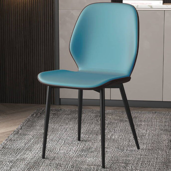 Faux Leather Contemporary Dining Room Chair Matte Finish Solid Back Dining Chairs Blue 1 Piece Clearhalo ' kitchen&dining_furn' 'Dining Chairs' 'Dining Tables & Seating' 'dining_chair' 'furn' 'furn_dining_chair' 'Furniture' 'furniture_dining_chair' 'Kitchen & Dining Furniture' 'kitchen' 3467275