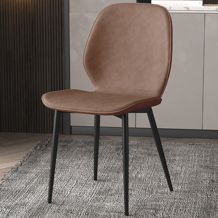 Faux Leather Contemporary Dining Room Chair Matte Finish Solid Back Dining Chairs Light Brown 1 Piece Clearhalo ' kitchen&dining_furn' 'Dining Chairs' 'Dining Tables & Seating' 'dining_chair' 'furn' 'furn_dining_chair' 'Furniture' 'furniture_dining_chair' 'Kitchen & Dining Furniture' 'kitchen' 3467276