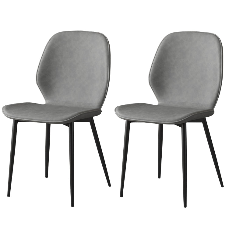 Faux Leather Contemporary Dining Room Chair Matte Finish Solid Back Dining Chairs Grey 2 Piece Set Clearhalo ' kitchen&dining_furn' 'Dining Chairs' 'Dining Tables & Seating' 'dining_chair' 'furn' 'furn_dining_chair' 'Furniture' 'furniture_dining_chair' 'Kitchen & Dining Furniture' 'kitchen' 3467278