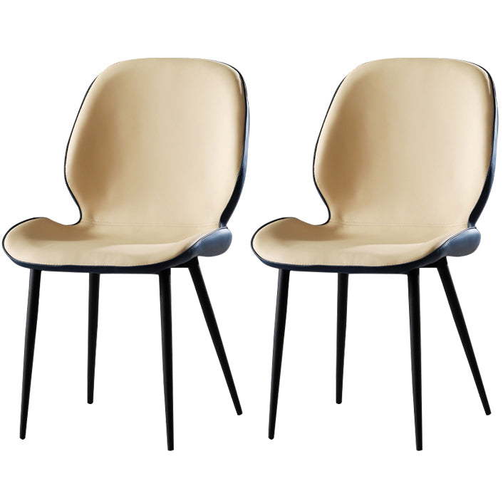 Faux Leather Contemporary Dining Room Chair Matte Finish Solid Back Dining Chairs Off-White 2 Piece Set Clearhalo ' kitchen&dining_furn' 'Dining Chairs' 'Dining Tables & Seating' 'dining_chair' 'furn' 'furn_dining_chair' 'Furniture' 'furniture_dining_chair' 'Kitchen & Dining Furniture' 'kitchen' 3467282