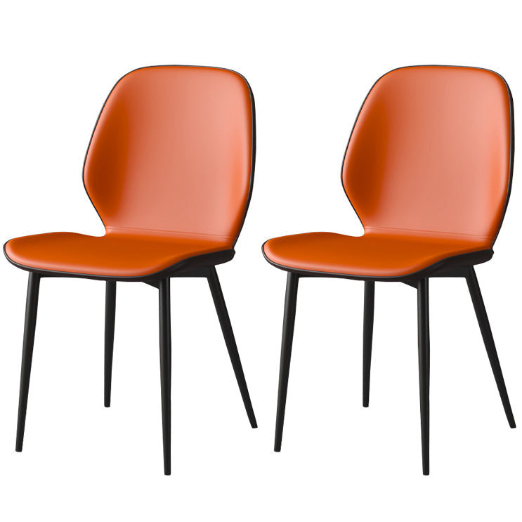 Faux Leather Contemporary Dining Room Chair Matte Finish Solid Back Dining Chairs Orange 2 Piece Set Clearhalo ' kitchen&dining_furn' 'Dining Chairs' 'Dining Tables & Seating' 'dining_chair' 'furn' 'furn_dining_chair' 'Furniture' 'furniture_dining_chair' 'Kitchen & Dining Furniture' 'kitchen' 3467283