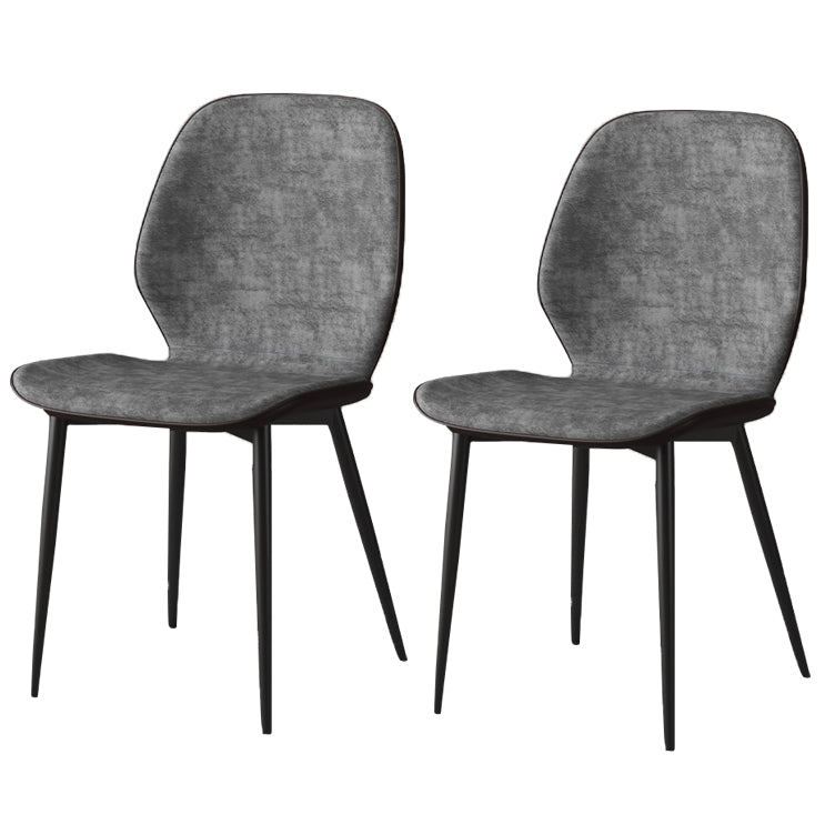 Faux Leather Contemporary Dining Room Chair Matte Finish Solid Back Dining Chairs Dark Gray 2 Piece Set Clearhalo ' kitchen&dining_furn' 'Dining Chairs' 'Dining Tables & Seating' 'dining_chair' 'furn' 'furn_dining_chair' 'Furniture' 'furniture_dining_chair' 'Kitchen & Dining Furniture' 'kitchen' 3467285