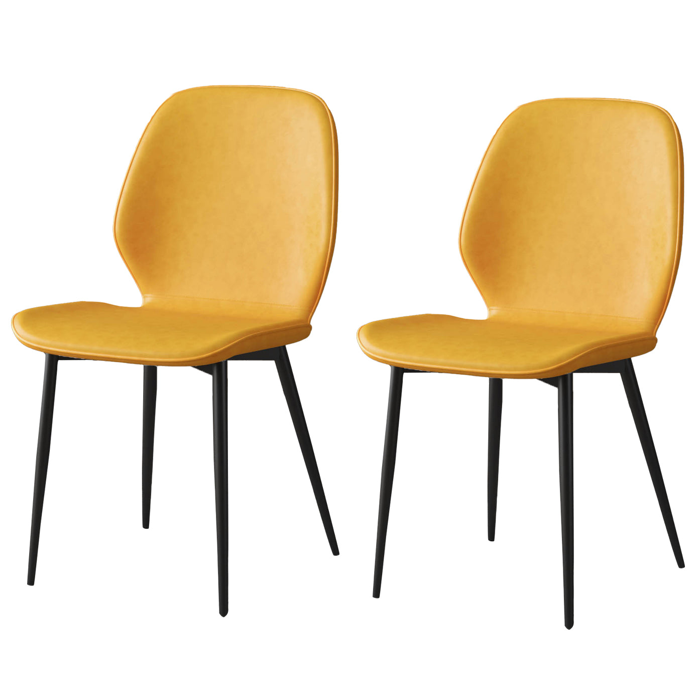 Faux Leather Contemporary Dining Room Chair Matte Finish Solid Back Dining Chairs Yellow 2 Piece Set Clearhalo ' kitchen&dining_furn' 'Dining Chairs' 'Dining Tables & Seating' 'dining_chair' 'furn' 'furn_dining_chair' 'Furniture' 'furniture_dining_chair' 'Kitchen & Dining Furniture' 'kitchen' 3467286