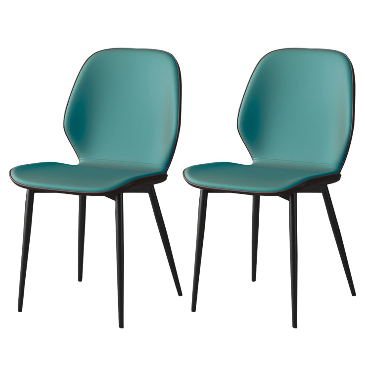 Faux Leather Contemporary Dining Room Chair Matte Finish Solid Back Dining Chairs Peacock Blue 2 Piece Set Clearhalo ' kitchen&dining_furn' 'Dining Chairs' 'Dining Tables & Seating' 'dining_chair' 'furn' 'furn_dining_chair' 'Furniture' 'furniture_dining_chair' 'Kitchen & Dining Furniture' 'kitchen' 3467287
