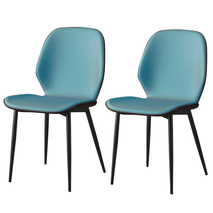 Faux Leather Contemporary Dining Room Chair Matte Finish Solid Back Dining Chairs Blue 2 Piece Set Clearhalo ' kitchen&dining_furn' 'Dining Chairs' 'Dining Tables & Seating' 'dining_chair' 'furn' 'furn_dining_chair' 'Furniture' 'furniture_dining_chair' 'Kitchen & Dining Furniture' 'kitchen' 3467288