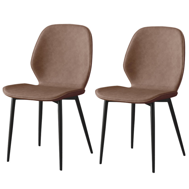 Faux Leather Contemporary Dining Room Chair Matte Finish Solid Back Dining Chairs Light Brown 2 Piece Set Clearhalo ' kitchen&dining_furn' 'Dining Chairs' 'Dining Tables & Seating' 'dining_chair' 'furn' 'furn_dining_chair' 'Furniture' 'furniture_dining_chair' 'Kitchen & Dining Furniture' 'kitchen' 3467289