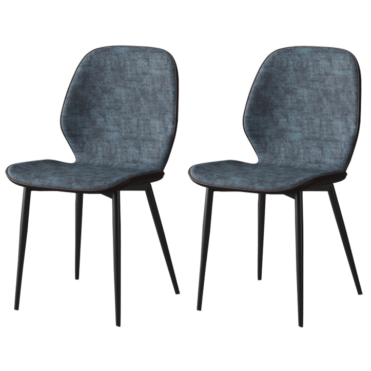 Faux Leather Contemporary Dining Room Chair Matte Finish Solid Back Dining Chairs Dark Blue 2 Piece Set Clearhalo ' kitchen&dining_furn' 'Dining Chairs' 'Dining Tables & Seating' 'dining_chair' 'furn' 'furn_dining_chair' 'Furniture' 'furniture_dining_chair' 'Kitchen & Dining Furniture' 'kitchen' 3467290