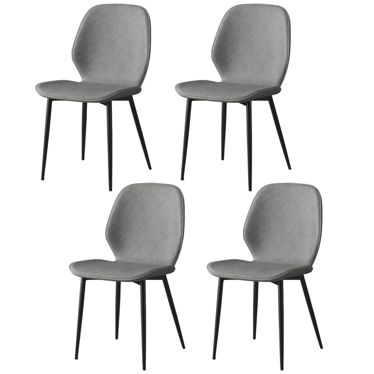 Faux Leather Contemporary Dining Room Chair Matte Finish Solid Back Dining Chairs Grey 4 Piece Set Clearhalo ' kitchen&dining_furn' 'Dining Chairs' 'Dining Tables & Seating' 'dining_chair' 'furn' 'furn_dining_chair' 'Furniture' 'furniture_dining_chair' 'Kitchen & Dining Furniture' 'kitchen' 3467291