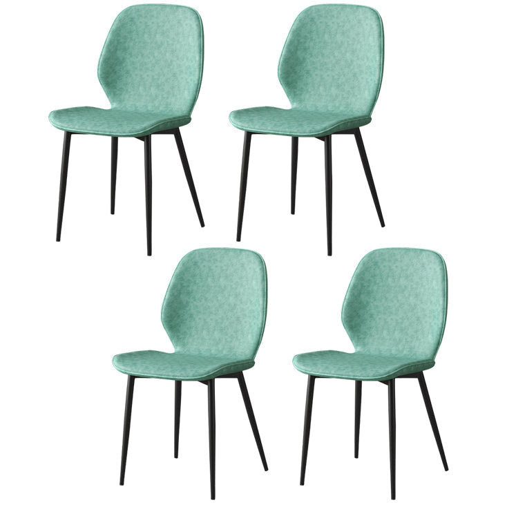 Faux Leather Contemporary Dining Room Chair Matte Finish Solid Back Dining Chairs Lake Blue 4 Piece Set Clearhalo ' kitchen&dining_furn' 'Dining Chairs' 'Dining Tables & Seating' 'dining_chair' 'furn' 'furn_dining_chair' 'Furniture' 'furniture_dining_chair' 'Kitchen & Dining Furniture' 'kitchen' 3467292