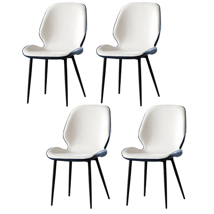 Faux Leather Contemporary Dining Room Chair Matte Finish Solid Back Dining Chairs White 4 Piece Set Clearhalo ' kitchen&dining_furn' 'Dining Chairs' 'Dining Tables & Seating' 'dining_chair' 'furn' 'furn_dining_chair' 'Furniture' 'furniture_dining_chair' 'Kitchen & Dining Furniture' 'kitchen' 3467293