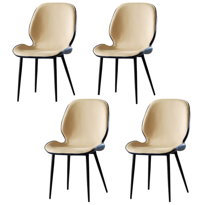 Faux Leather Contemporary Dining Room Chair Matte Finish Solid Back Dining Chairs Off-White 4 Piece Set Clearhalo ' kitchen&dining_furn' 'Dining Chairs' 'Dining Tables & Seating' 'dining_chair' 'furn' 'furn_dining_chair' 'Furniture' 'furniture_dining_chair' 'Kitchen & Dining Furniture' 'kitchen' 3467295