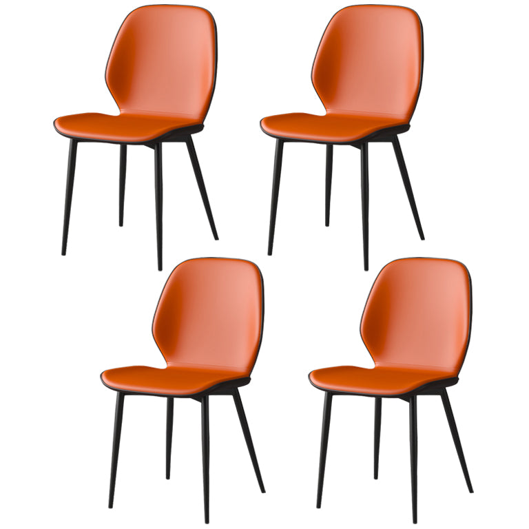 Faux Leather Contemporary Dining Room Chair Matte Finish Solid Back Dining Chairs Orange 4 Piece Set Clearhalo ' kitchen&dining_furn' 'Dining Chairs' 'Dining Tables & Seating' 'dining_chair' 'furn' 'furn_dining_chair' 'Furniture' 'furniture_dining_chair' 'Kitchen & Dining Furniture' 'kitchen' 3467296