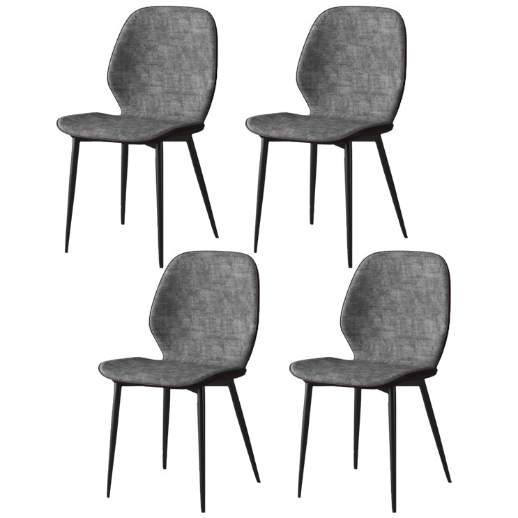 Faux Leather Contemporary Dining Room Chair Matte Finish Solid Back Dining Chairs Dark Gray 4 Piece Set Clearhalo ' kitchen&dining_furn' 'Dining Chairs' 'Dining Tables & Seating' 'dining_chair' 'furn' 'furn_dining_chair' 'Furniture' 'furniture_dining_chair' 'Kitchen & Dining Furniture' 'kitchen' 3467298