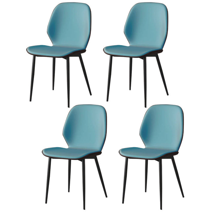 Faux Leather Contemporary Dining Room Chair Matte Finish Solid Back Dining Chairs Blue 4 Piece Set Clearhalo ' kitchen&dining_furn' 'Dining Chairs' 'Dining Tables & Seating' 'dining_chair' 'furn' 'furn_dining_chair' 'Furniture' 'furniture_dining_chair' 'Kitchen & Dining Furniture' 'kitchen' 3467301