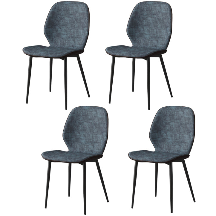 Faux Leather Contemporary Dining Room Chair Matte Finish Solid Back Dining Chairs Dark Blue 4 Piece Set Clearhalo ' kitchen&dining_furn' 'Dining Chairs' 'Dining Tables & Seating' 'dining_chair' 'furn' 'furn_dining_chair' 'Furniture' 'furniture_dining_chair' 'Kitchen & Dining Furniture' 'kitchen' 3467303