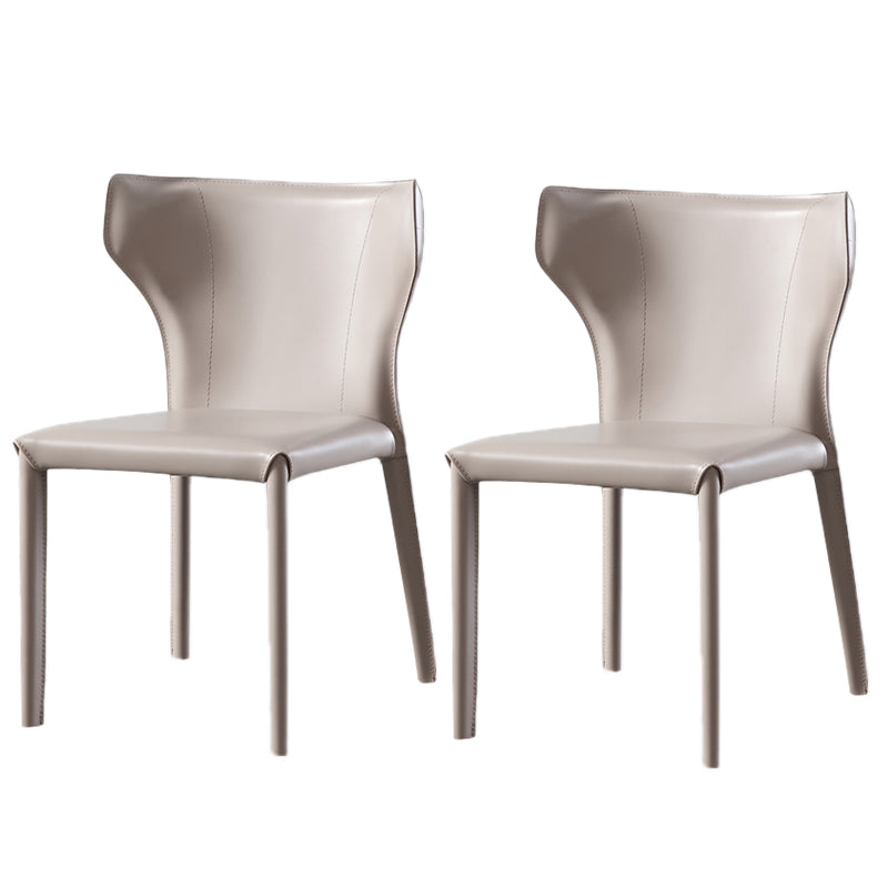 Modern Contemporary Leather Dining Chair Pure Color Wingback Side Chair Khaki Set of 2 Clearhalo ' kitchen&dining_furn' 'Dining Chairs' 'Dining Tables & Seating' 'dining_chair' 'Furniture' 'furniture_dining_chair' 'Kitchen & Dining Furniture' 'kitchen' 3467305