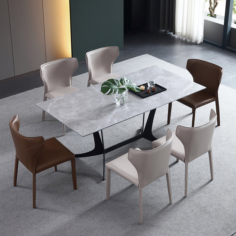 Modern Contemporary Leather Dining Chair Pure Color Wingback Side Chair Clearhalo ' kitchen&dining_furn' 'Dining Chairs' 'Dining Tables & Seating' 'dining_chair' 'Furniture' 'furniture_dining_chair' 'Kitchen & Dining Furniture' 'kitchen' 3467310