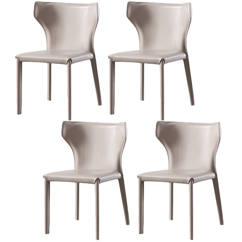 Modern Contemporary Leather Dining Chair Pure Color Wingback Side Chair Khaki Set of 4 Clearhalo ' kitchen&dining_furn' 'Dining Chairs' 'Dining Tables & Seating' 'dining_chair' 'Furniture' 'furniture_dining_chair' 'Kitchen & Dining Furniture' 'kitchen' 3467312