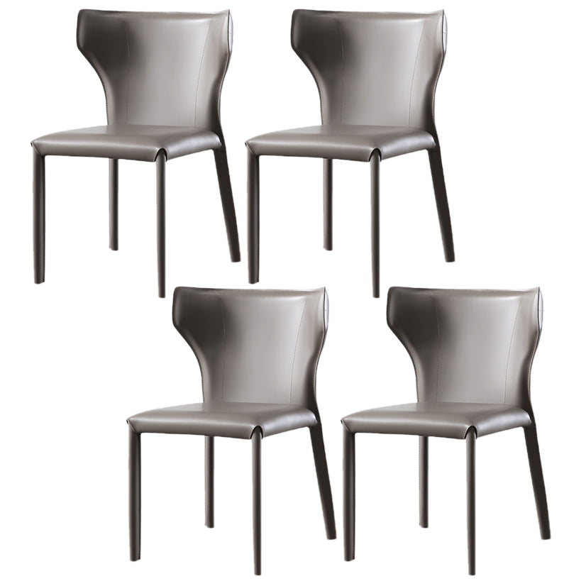 Modern Contemporary Leather Dining Chair Pure Color Wingback Side Chair Grey Set of 4 Clearhalo ' kitchen&dining_furn' 'Dining Chairs' 'Dining Tables & Seating' 'dining_chair' 'Furniture' 'furniture_dining_chair' 'Kitchen & Dining Furniture' 'kitchen' 3467319