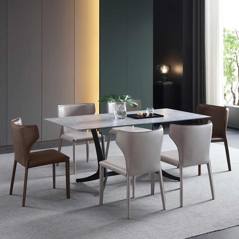 Modern Contemporary Leather Dining Chair Pure Color Wingback Side Chair Clearhalo ' kitchen&dining_furn' 'Dining Chairs' 'Dining Tables & Seating' 'dining_chair' 'Furniture' 'furniture_dining_chair' 'Kitchen & Dining Furniture' 'kitchen' 3467329