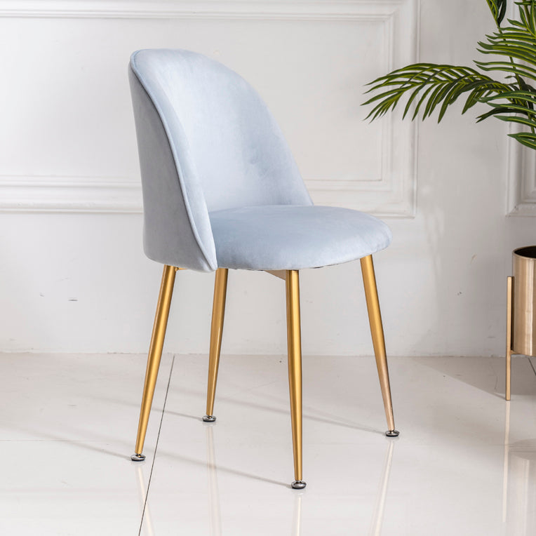 Glam Style 16.5'' Wide Dining Room Chair Solid Back Side Chair with 4 Legs for Home Use Light Gray 1 Piece Brass Gold Clearhalo ' kitchen&dining_furn' 'Dining Chairs' 'Dining Tables & Seating' 'dining_chair' 'furn' 'furn_dining_chair' 'Furniture' 'furniture_dining_chair' 'Kitchen & Dining Furniture' 'kitchen' 3467333