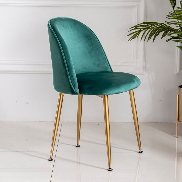 Glam Style 16.5'' Wide Dining Room Chair Solid Back Side Chair with 4 Legs for Home Use Peacock Green 1 Piece Brass Gold Clearhalo ' kitchen&dining_furn' 'Dining Chairs' 'Dining Tables & Seating' 'dining_chair' 'furn' 'furn_dining_chair' 'Furniture' 'furniture_dining_chair' 'Kitchen & Dining Furniture' 'kitchen' 3467337