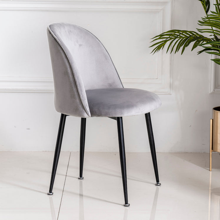 Glam Style 16.5'' Wide Dining Room Chair Solid Back Side Chair with 4 Legs for Home Use Dark Gray 1 Piece Black Clearhalo ' kitchen&dining_furn' 'Dining Chairs' 'Dining Tables & Seating' 'dining_chair' 'furn' 'furn_dining_chair' 'Furniture' 'furniture_dining_chair' 'Kitchen & Dining Furniture' 'kitchen' 3467342