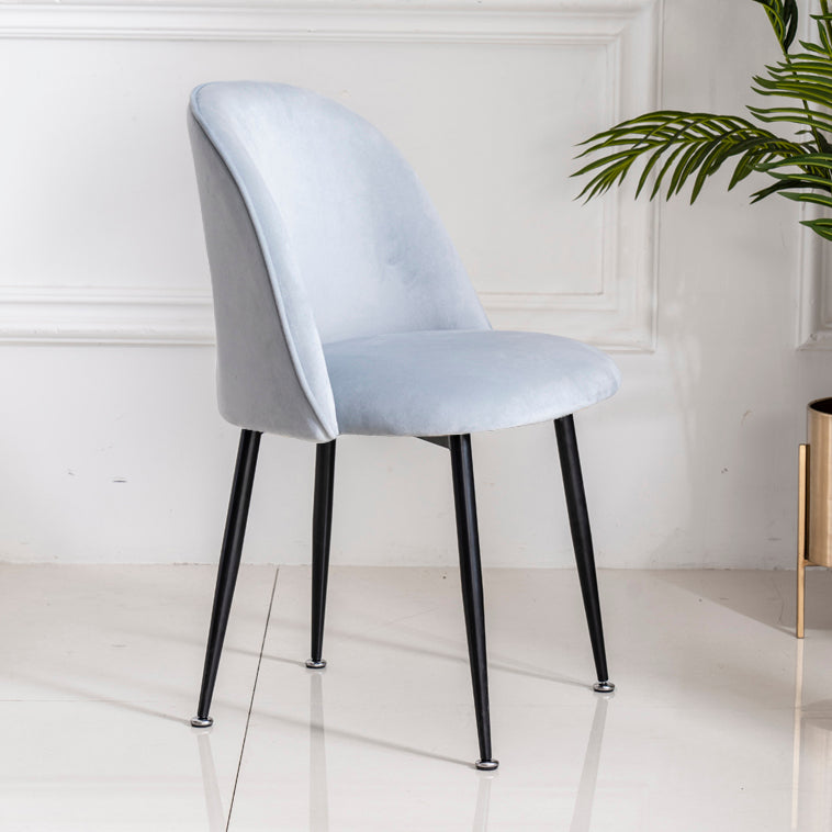 Glam Style 16.5'' Wide Dining Room Chair Solid Back Side Chair with 4 Legs for Home Use Light Gray 1 Piece Black Clearhalo ' kitchen&dining_furn' 'Dining Chairs' 'Dining Tables & Seating' 'dining_chair' 'furn' 'furn_dining_chair' 'Furniture' 'furniture_dining_chair' 'Kitchen & Dining Furniture' 'kitchen' 3467344