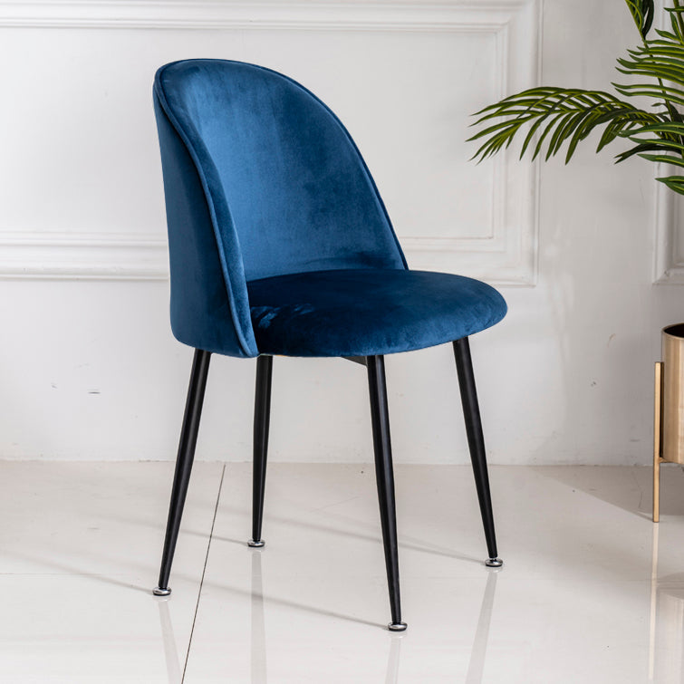 Glam Style 16.5'' Wide Dining Room Chair Solid Back Side Chair with 4 Legs for Home Use Navy Blue 1 Piece Black Clearhalo ' kitchen&dining_furn' 'Dining Chairs' 'Dining Tables & Seating' 'dining_chair' 'furn' 'furn_dining_chair' 'Furniture' 'furniture_dining_chair' 'Kitchen & Dining Furniture' 'kitchen' 3467347