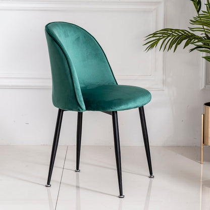 Glam Style 16.5'' Wide Dining Room Chair Solid Back Side Chair with 4 Legs for Home Use Peacock Green 1 Piece Black Clearhalo ' kitchen&dining_furn' 'Dining Chairs' 'Dining Tables & Seating' 'dining_chair' 'furn' 'furn_dining_chair' 'Furniture' 'furniture_dining_chair' 'Kitchen & Dining Furniture' 'kitchen' 3467349