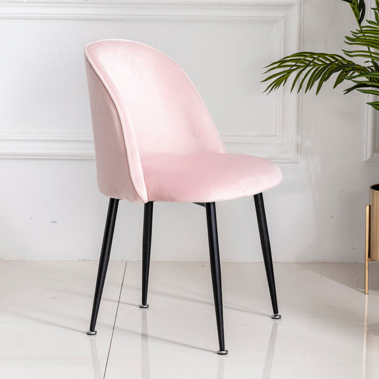 Glam Style 16.5'' Wide Dining Room Chair Solid Back Side Chair with 4 Legs for Home Use Light Pink 1 Piece Black Clearhalo ' kitchen&dining_furn' 'Dining Chairs' 'Dining Tables & Seating' 'dining_chair' 'furn' 'furn_dining_chair' 'Furniture' 'furniture_dining_chair' 'Kitchen & Dining Furniture' 'kitchen' 3467350