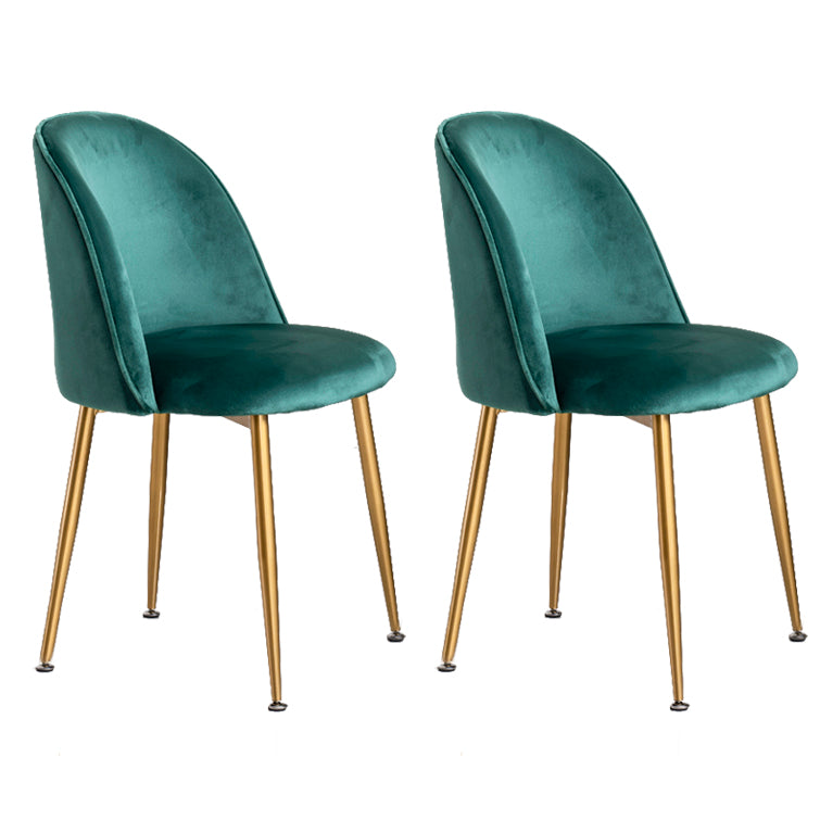 Glam Style 16.5'' Wide Dining Room Chair Solid Back Side Chair with 4 Legs for Home Use Peacock Green 2 Piece Set Brass Gold Clearhalo ' kitchen&dining_furn' 'Dining Chairs' 'Dining Tables & Seating' 'dining_chair' 'furn' 'furn_dining_chair' 'Furniture' 'furniture_dining_chair' 'Kitchen & Dining Furniture' 'kitchen' 3467357