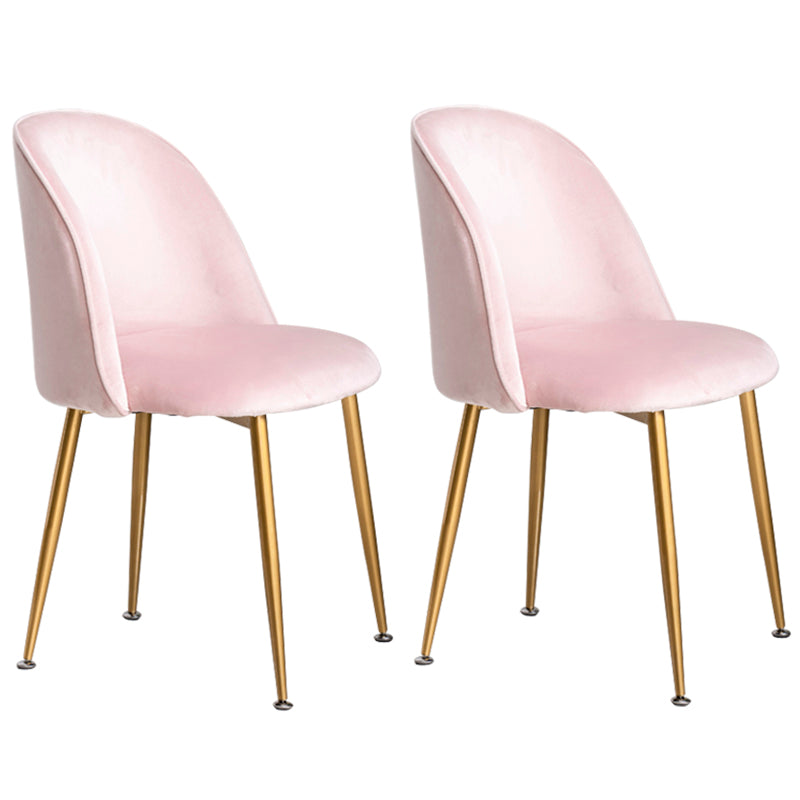 Glam Style 16.5'' Wide Dining Room Chair Solid Back Side Chair with 4 Legs for Home Use Light Pink 2 Piece Set Brass Gold Clearhalo ' kitchen&dining_furn' 'Dining Chairs' 'Dining Tables & Seating' 'dining_chair' 'furn' 'furn_dining_chair' 'Furniture' 'furniture_dining_chair' 'Kitchen & Dining Furniture' 'kitchen' 3467359