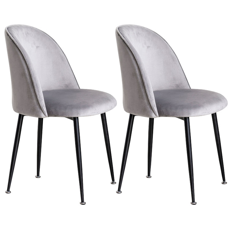 Glam Style 16.5'' Wide Dining Room Chair Solid Back Side Chair with 4 Legs for Home Use Dark Gray 2 Piece Set Black Clearhalo ' kitchen&dining_furn' 'Dining Chairs' 'Dining Tables & Seating' 'dining_chair' 'furn' 'furn_dining_chair' 'Furniture' 'furniture_dining_chair' 'Kitchen & Dining Furniture' 'kitchen' 3467360