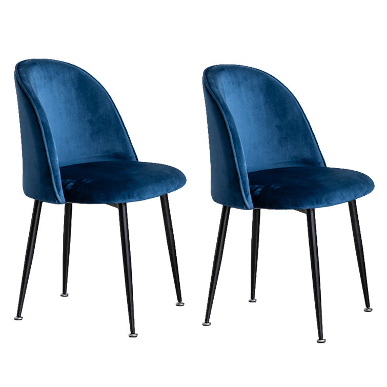 Glam Style 16.5'' Wide Dining Room Chair Solid Back Side Chair with 4 Legs for Home Use Navy Blue 2 Piece Set Black Clearhalo ' kitchen&dining_furn' 'Dining Chairs' 'Dining Tables & Seating' 'dining_chair' 'furn' 'furn_dining_chair' 'Furniture' 'furniture_dining_chair' 'Kitchen & Dining Furniture' 'kitchen' 3467362