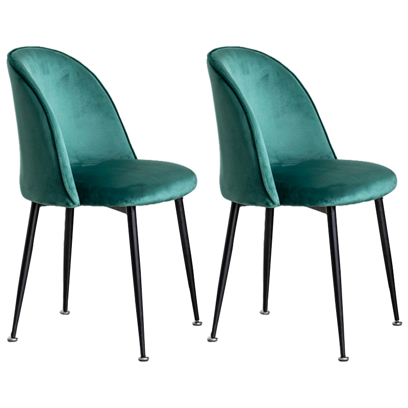 Glam Style 16.5'' Wide Dining Room Chair Solid Back Side Chair with 4 Legs for Home Use Peacock Green 2 Piece Set Black Clearhalo ' kitchen&dining_furn' 'Dining Chairs' 'Dining Tables & Seating' 'dining_chair' 'furn' 'furn_dining_chair' 'Furniture' 'furniture_dining_chair' 'Kitchen & Dining Furniture' 'kitchen' 3467363