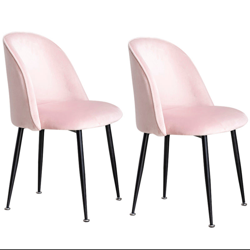 Glam Style 16.5'' Wide Dining Room Chair Solid Back Side Chair with 4 Legs for Home Use Light Pink 2 Piece Set Black Clearhalo ' kitchen&dining_furn' 'Dining Chairs' 'Dining Tables & Seating' 'dining_chair' 'furn' 'furn_dining_chair' 'Furniture' 'furniture_dining_chair' 'Kitchen & Dining Furniture' 'kitchen' 3467365