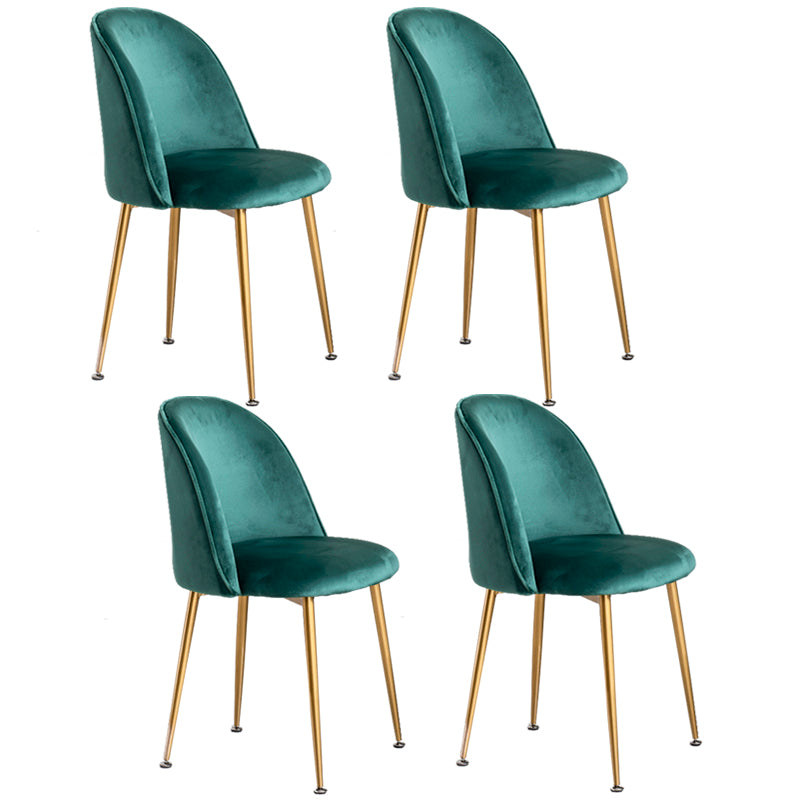 Glam Style 16.5'' Wide Dining Room Chair Solid Back Side Chair with 4 Legs for Home Use Peacock Green 4 Piece Set Brass Gold Clearhalo ' kitchen&dining_furn' 'Dining Chairs' 'Dining Tables & Seating' 'dining_chair' 'furn' 'furn_dining_chair' 'Furniture' 'furniture_dining_chair' 'Kitchen & Dining Furniture' 'kitchen' 3467369