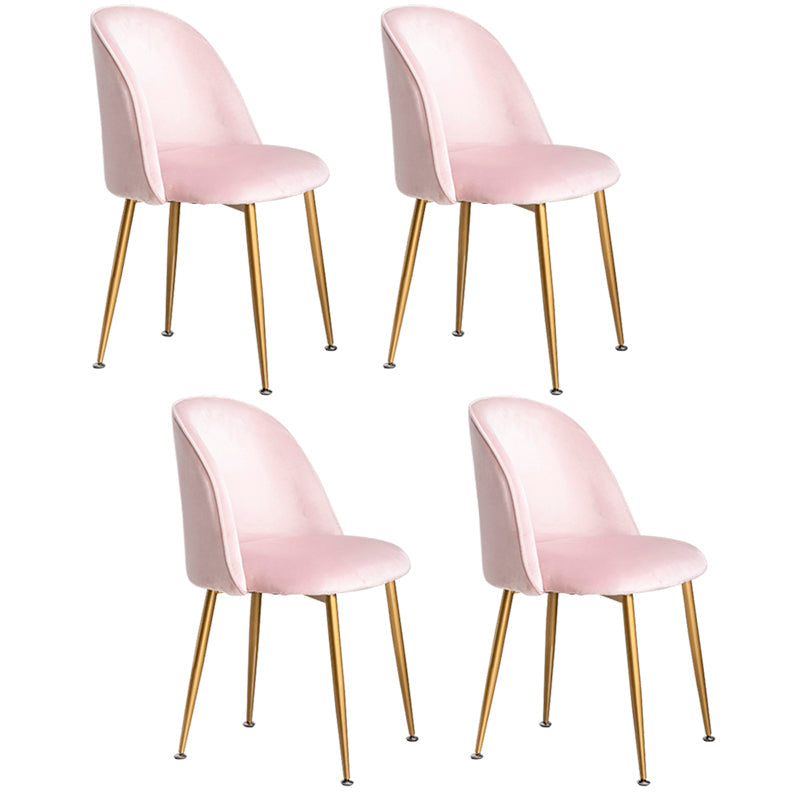 Glam Style 16.5'' Wide Dining Room Chair Solid Back Side Chair with 4 Legs for Home Use Light Pink 4 Piece Set Brass Gold Clearhalo ' kitchen&dining_furn' 'Dining Chairs' 'Dining Tables & Seating' 'dining_chair' 'furn' 'furn_dining_chair' 'Furniture' 'furniture_dining_chair' 'Kitchen & Dining Furniture' 'kitchen' 3467371