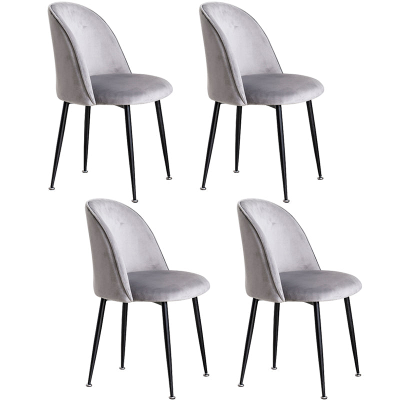 Glam Style 16.5'' Wide Dining Room Chair Solid Back Side Chair with 4 Legs for Home Use Dark Gray 4 Piece Set Black Clearhalo ' kitchen&dining_furn' 'Dining Chairs' 'Dining Tables & Seating' 'dining_chair' 'furn' 'furn_dining_chair' 'Furniture' 'furniture_dining_chair' 'Kitchen & Dining Furniture' 'kitchen' 3467372